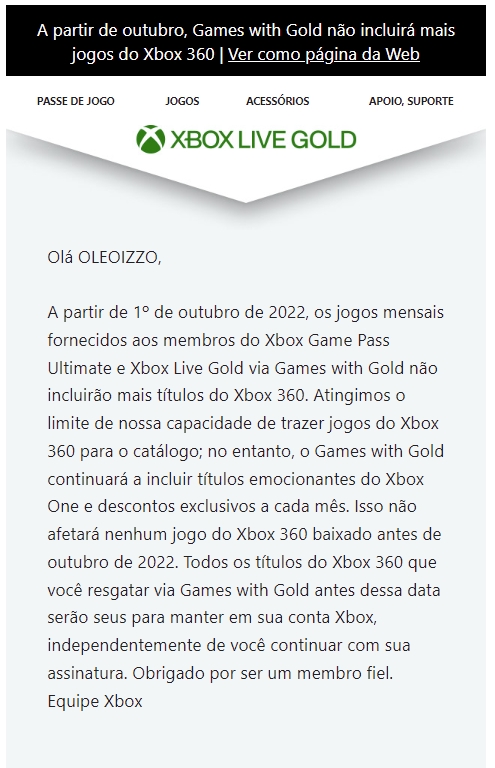 Games with Gold deixará de oferecer jogos de Xbox 360, diz site