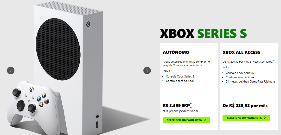 SUBIU! Preço recomendado do Xbox Series S é atualizado de novo