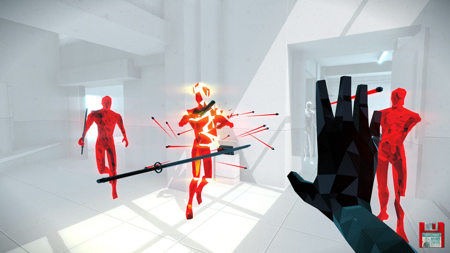 Uma gameplay do jogo superhot (a imagem de uma, no caso)