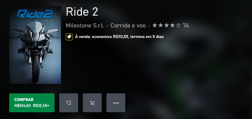 O Ride 2 está com um super desconto na loja do Xbox!