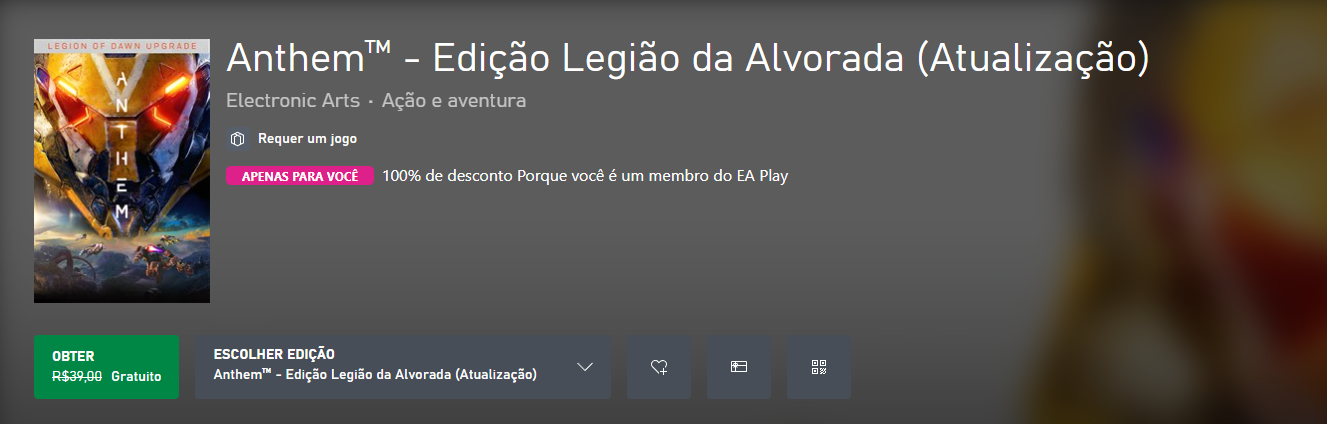 A EA disponibilizou o seu novo presente de fim de ano, a atualização "Legião da Alvorada" do Anthem!